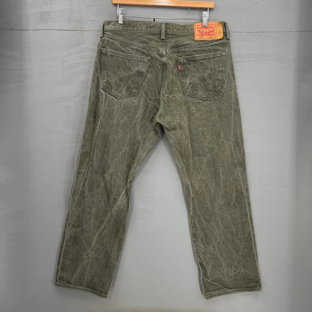 Levi's 501 XX Jeans Olive Green White Oak Cone Denim Straight Leg 36 x28